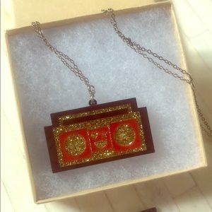 Steven Shein Boom-box sparkle acrylic necklace